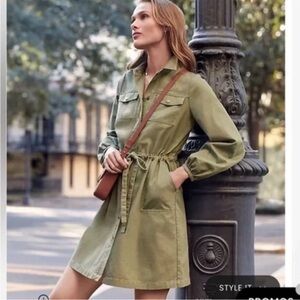 Stylish Olive Green Shirt Dress